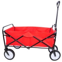 Folding Wagon Garden Shopping Beach Cart (Red)