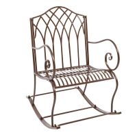 Outdoor Rocking Chair Black Wrought Iron Porch Patio Rocker Metal Extra Wide