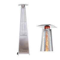 Outdoor Patio Pyramid Propane Space Heater,46000 BTU,Portable Flame Heater,With Wheels,Stainless Steel Color