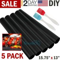 BBQ Grill Mat 5pcs Black Non Stick Bake Magic Matt Miracle Reusable  YJ
