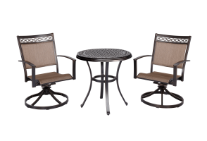 3 Piece Bistro Set w/ Cast Alum. Top Dining Table & Swivel Rocker Chairs