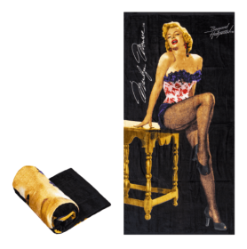Beach Towel - Marilyn Monroe Black Fishnet - Oversized 60" x 30" - For Pool, Bath, Yoga, Gym, Travel, Camping, Beach Cart & Beach Chairs