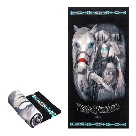 Beach Towel - Native American - Oversized 58" x 28" - For Pool, Bath, Yoga, Gym, Travel, Camping, Beach Cart & Beach Chairs