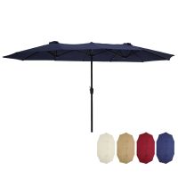 15x9ft Large Double-Sided Rectangular Outdoor Twin Patio Market Umbrella w/Crank-Blue YK