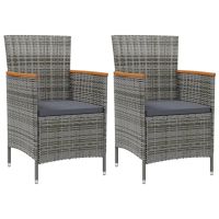 Patio Dining Chairs 2 pcs Poly Rattan Gray