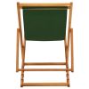 Folding Beach Chair Eucalyptus Wood and Fabric Green