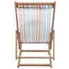 Folding Beach Chair Fabric and Wooden Frame Multicolor
