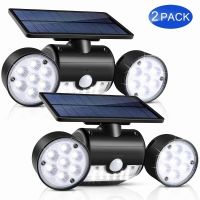 30led Solar Round With Rotating Two-head Spotlight Solar Garden Light Garden Light (quantity: Two)