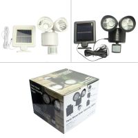 New solar lamp household solar human body induction double head light 22LED solar street lamp (Color: Black)