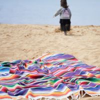 National wind beach blanket beach towel (Color: Purple)