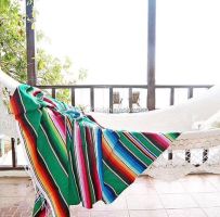 National wind beach blanket beach towel (Color: Green)