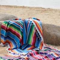 National wind beach blanket beach towel (Color: Lake blue)