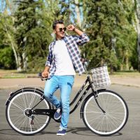 26Inch Iron Frame Bearing 100kg Commuter Bike XH (Color: Black)