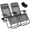 2 Pcs Zero Gravity Outdoor Lounge Chairs Patio Adjustable Folding Reclining Chairs Beach Chairs XH