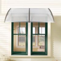 80"x 40" Outdoor Front Door Window Awning Patio Canopy Rain Cover UV Protected Eaves (Color: Gray)