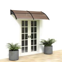 80"x 40" Outdoor Front Door Window Awning Patio Canopy Rain Cover UV Protected Eaves (Color: Brown)