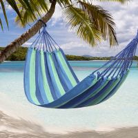 Outdoor Double Hammock Garden Camping Patio Beach Travel Swing Hang Carry Case (Color: Blue)