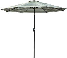9 Ft Outdoor Patio Tilt Market Enhanced Aluminum Umbrella 8 Ribs, 7 Colors / Patterns Available (Color: Coloured Stripes)