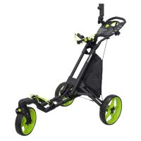 VILINEKE 360 Golf Push Pull Cart 3 Wheels Swivel 360 Front Wheel with UmbrellaHolder (Color: LIME)