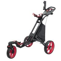 VILINEKE 360 Golf Push Pull Cart 3 Wheels Swivel 360 Front Wheel with UmbrellaHolder (Color: Red)