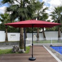 Outdoor Patio Umbrella 10 Ft x 6.5 Ft Rectangular with Crank Weather Resistant UV Protection Water Repellent Durable 6 Sturdy Ribs (Color: as pic)