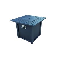28' Slat Top Gas Fire Pit Table (Color: Black-Trustmade Brand)
