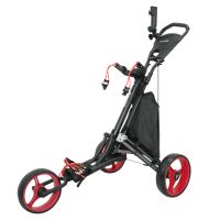 Vilineke OneClick V2 Golf Push Cart 3 Wheels Quick Fold and Light Trolley (Colour: Red)