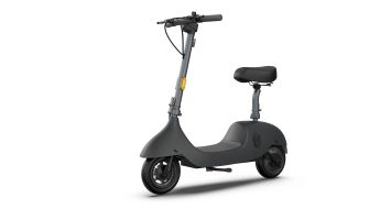 OKAI Beetle Electric Scooter with Seat, Up to 25 Miles Range & 15.5MPH, Modern Moped Scooter Bike with 10inch Vacuum Tires (Color: Black)