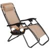 2 Pcs Zero Gravity Outdoor Lounge Chairs Patio Adjustable Folding Reclining Chairs Beach Chairs XH