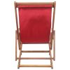 Folding Beach Chair Fabric and Wooden Frame Red