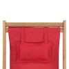 Folding Beach Chair Fabric and Wooden Frame Red
